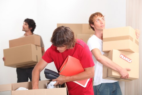 Furniture being set aside for charity donation during a move