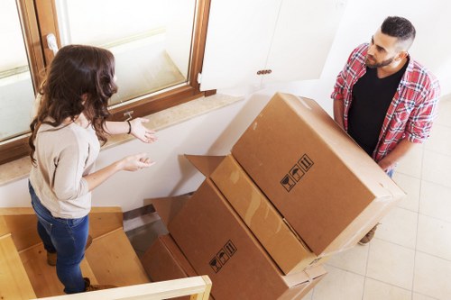 Packing boxes and household items prepared for Roehampton removals