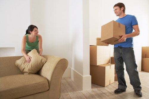 Removal crew managing goods safely during a residential relocation